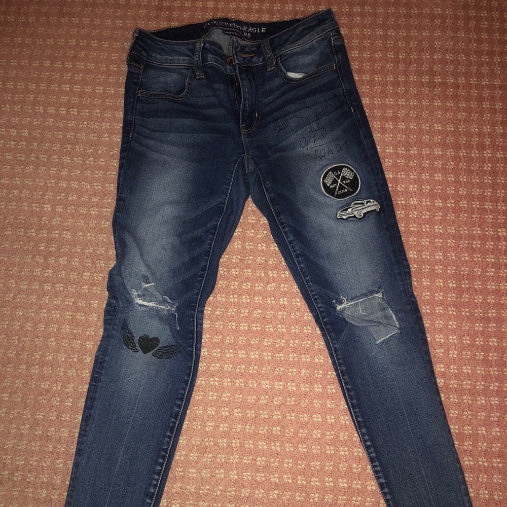 Patched Denim Jeans